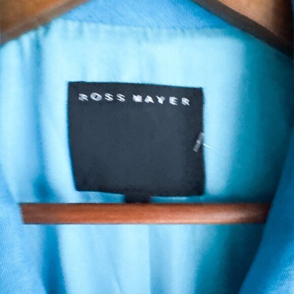 Ross Mayer LINEN Blue White Trim Two Button Fitted Summer Blazer 8 - Picture 2 of 6